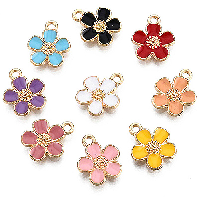 ECH08-MIX-1 - Mixed Enamel Flowers - light gold 